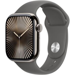 Apple Watch Series 10 Gps + Cellular 42mm Boîtier En Titane Naturel Avec Bracelet Sport Gris Minéral M L