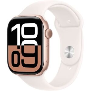 Apple Watch Series 10 Gps 46mm Boîtier Rose Gold Aluminium Bracelet Light Blush Sport Band M/l