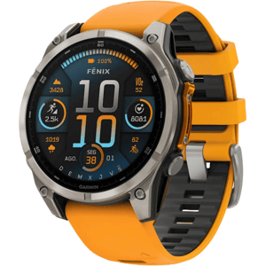 Garmin Fenix 8 Amoled 47 Mm Gps Sapphire Titanium Avec Bracelet En Silicone Orange