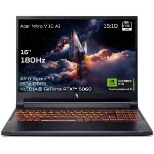 Pc Portable Acer Gaming Nitro V 16 Ai Anv16-42-r3jw 16" Wuxga 180 Hz Amd Ryzen™ 7 16 Go Ram 512 Go Ssd Nvidia Geforce Rtx 5060