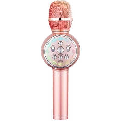 Microphone Bluetooth 5.0 Sans Fil Avec Lumières Colorées Et Basses Puissantes Rose Yonis - Publicité Microphone Bluetooth 5.0 Sans Fil Avec Lumières Colorées Et Basses Puissantes Rose Yonis - Publicité