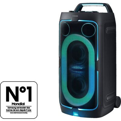 Samsung Enceinte - Mx St50f/xe - 240 W - Effets Lumineux - Bluetooth - Batterie 18h - Roues Intégrées - Noir - Publicité Samsung Enceinte - Mx St50f/xe - 240 W - Effets Lumineux - Bluetooth - Batterie 18h - Roues Intégrées - Noir - Publicité