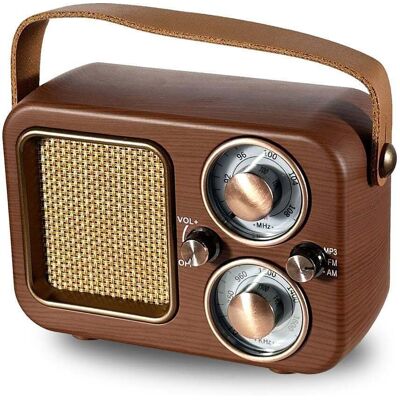 YONIS Enceinte Bluetooth Rétro Multifonctionnelle Design Bois Signal Stable 1200mah - Publicité YONIS Enceinte Bluetooth Rétro Multifonctionnelle Design Bois Signal Stable 1200mah - Publicité