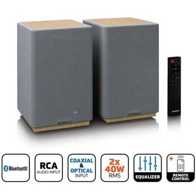 Enceintes Bibliothèque Lenco Spb-241wdgy Bluetooth 5.3 Gris 2 X 40w Rms 80w Paire Stéréo - Publicité Enceintes Bibliothèque Lenco Spb-241wdgy Bluetooth 5.3 Gris 2 X 40w Rms 80w Paire Stéréo - Publicité