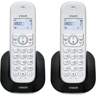 Téléphone Sans Fil Vtech Cs1501 Duo, Dect, Double Charge, Mains Libres, Verrouillage D'appels, Écran Lcd Rétroéclairé, Blanc - Publicité Téléphone Sans Fil Vtech Cs1501 Duo, Dect, Double Charge, Mains Libres, Verrouillage D'appels, Écran Lcd Rétroéclairé, Blanc - Publicité