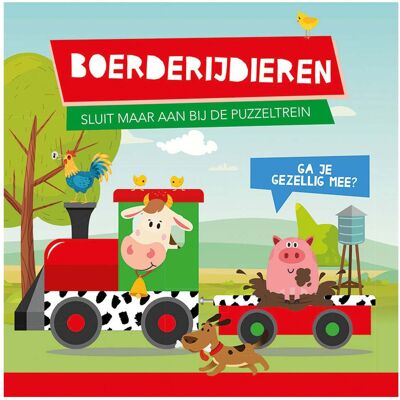 Febronie Lantaarn Publishers — Coffret Livre Et Puzzle Train 10 Pièces (130 Cm) Animaux De La Ferme - Publicité Febronie Lantaarn Publishers — Coffret Livre Et Puzzle Train 10 Pièces (130 Cm) Animaux De La Ferme - Publicité
