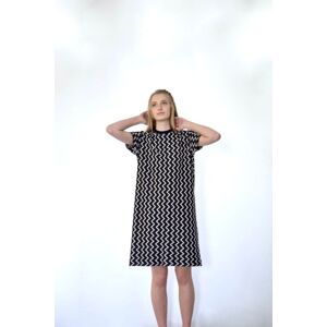 VoyageurVintage Années 60 Noir Blanc Géométrique Graphique Zig Zag Imprimé Manches Courtes Boxy Knit Robe Xs S M blanc XS - Publicité VoyageurVintage Années 60 Noir Blanc Géométrique Graphique Zig Zag Imprimé Manches Courtes Boxy Knit Robe Xs S M blanc XS - Publicité