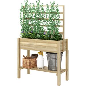 Outsunny Jardinière sur pieds, carré potager de jardin sur pieds avec treillis et étagère, en bois, 88 x 37 x 137 cm bois naturel - Publicité Outsunny Jardinière sur pieds, carré potager de jardin sur pieds avec treillis et étagère, en bois, 88 x 37 x 137 cm bois naturel - Publicité
