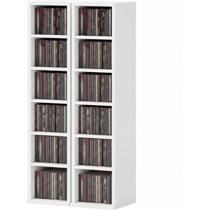 HOMCOM Lot de 2 étagères colonnes armoire de rangement CD-DVD 12 compartiments 21 x 22,5 x 88,5 cm capacité 204 CD blanc - Publicité HOMCOM Lot de 2 étagères colonnes armoire de rangement CD-DVD 12 compartiments 21 x 22,5 x 88,5 cm capacité 204 CD blanc - Publicité
