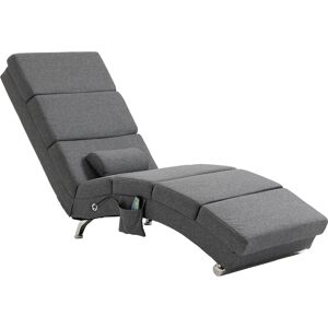 HOMCOM Fauteuil relax salon fauteuil de massage et chauffage meridienne avec télécommande et oreiller, tissu effet lin, gris - Publicité HOMCOM Fauteuil relax salon fauteuil de massage et chauffage meridienne avec télécommande et oreiller, tissu effet lin, gris - Publicité