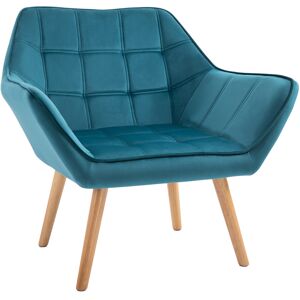 HOMCOM Fauteuil style scandinave dossier haut et accoudoirs, revêtement en polyester effet velours, 67 x 61,5 x 71 cm, bleu - Publicité HOMCOM Fauteuil style scandinave dossier haut et accoudoirs, revêtement en polyester effet velours, 67 x 61,5 x 71 cm, bleu - Publicité