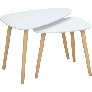 HOMCOM Lot de 2 tables basses gigognes design scandinave pieds en bois et plateau MDF blanc - Publicité HOMCOM Lot de 2 tables basses gigognes design scandinave pieds en bois et plateau MDF blanc - Publicité