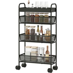 HOMCOM Chariot de rangement à 4 niveaux, desserte à roulettes, 3 paniers coulissants, panier supérieur 19 x 43,2 x 80 cm noir - Publicité HOMCOM Chariot de rangement à 4 niveaux, desserte à roulettes, 3 paniers coulissants, panier supérieur 19 x 43,2 x 80 cm noir - Publicité