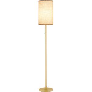 HOMCOM Lampadaire moderne lampe sur pied avec cadre en acier et interrupteur à tirette, pour salon, chambre, bureau 25,5 x 25,5 x 157 cm or et crème - Publicité HOMCOM Lampadaire moderne lampe sur pied avec cadre en acier et interrupteur à tirette, pour salon, chambre, bureau 25,5 x 25,5 x 157 cm or et crème - Publicité