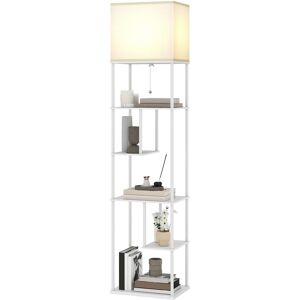 HOMCOM Lampadaire avec étagères Températures de couleur réglables 3000K-6500K Télécommande Ampoule E27 Blanc - Publicité HOMCOM Lampadaire avec étagères Températures de couleur réglables 3000K-6500K Télécommande Ampoule E27 Blanc - Publicité
