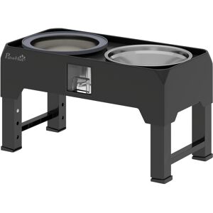 PawHut Gamelle surélevée réglable, gamelle avec bol d'eau, 2 bols en acier inoxydable pour chiens petits à grands, noir - Publicité PawHut Gamelle surélevée réglable, gamelle avec bol d'eau, 2 bols en acier inoxydable pour chiens petits à grands, noir - Publicité