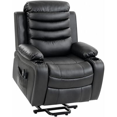 HOMCOM Fauteuil Relax Inclinable Électrique Releve-personne avec Massage Vibratoire et Chaleur Port USB Télécommande Noir - Publicité HOMCOM Fauteuil Relax Inclinable Électrique Releve-personne avec Massage Vibratoire et Chaleur Port USB Télécommande Noir - Publicité