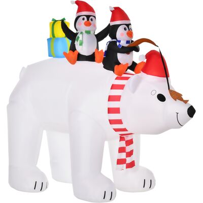 HOMCOM Ours polaire gonflable de No?l décoration gonflable de No?l 2,1 m lumières LED tissu imperméable avec ours polaire deux pingouins - Publicité HOMCOM Ours polaire gonflable de No?l décoration gonflable de No?l 2,1 m lumières LED tissu imperméable avec ours polaire deux pingouins - Publicité