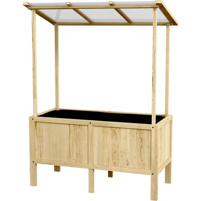 Outsunny Lit surélevé avec toit, trous de drainage, doublure en molleton, résistant aux intempéries, bois de sapin, 110x60x152 cm - Publicité Outsunny Lit surélevé avec toit, trous de drainage, doublure en molleton, résistant aux intempéries, bois de sapin, 110x60x152 cm - Publicité