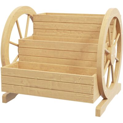 Outsunny Jardinière sur Pieds carré Potager 3 étages Style Rustique Chic avec 2 roues dim. 62L x 61l x 57H cm - Publicité Outsunny Jardinière sur Pieds carré Potager 3 étages Style Rustique Chic avec 2 roues dim. 62L x 61l x 57H cm - Publicité