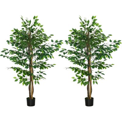 HOMCOM Ensemble de Plantes Artificielles - Ficus 1,50 m Réaliste - Publicité HOMCOM Ensemble de Plantes Artificielles - Ficus 1,50 m Réaliste - Publicité