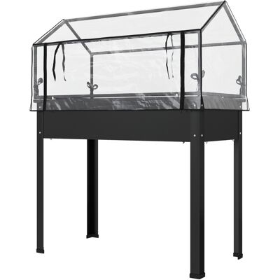 Outsunny Carré Potager avec toit de serre, Bac à plantes surélevé avec trous de drainage, 100 x 48 x 124 cm, Noir - Publicité Outsunny Carré Potager avec toit de serre, Bac à plantes surélevé avec trous de drainage, 100 x 48 x 124 cm, Noir - Publicité