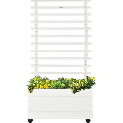 Outsunny Jardinière Verticale avec 4 Roues et Treillis pour Plantes Grimpantes en Bois, 76x30x155cm, Blanc - Publicité Outsunny Jardinière Verticale avec 4 Roues et Treillis pour Plantes Grimpantes en Bois, 76x30x155cm, Blanc - Publicité