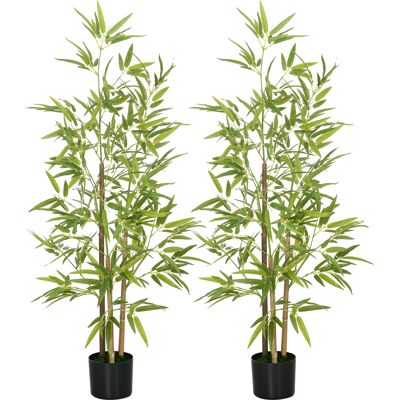 HOMCOM plante artificielle bambou - 120 cm - 2 pcs - avec pot - Décoration intérieure - Publicité HOMCOM plante artificielle bambou - 120 cm - 2 pcs - avec pot - Décoration intérieure - Publicité