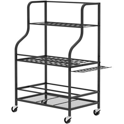 Outsunny Organiseur d'outils de jardin, support à outils de jardin 54 emplacements 5 crochets en acier sur roues 3 niveaux noir - Publicité Outsunny Organiseur d'outils de jardin, support à outils de jardin 54 emplacements 5 crochets en acier sur roues 3 niveaux noir - Publicité
