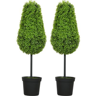 HOMCOM Set de 2 Plantes Artificielles Buchsbaum 90cm en Forme de Larme, Plantes Artificielles en Pot Décoration Moderne - Publicité HOMCOM Set de 2 Plantes Artificielles Buchsbaum 90cm en Forme de Larme, Plantes Artificielles en Pot Décoration Moderne - Publicité