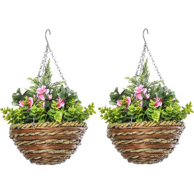 Outsunny Ensemble de 2 Plantes Artificielles Suspendues - Intérieur/Extérieur - Publicité Outsunny Ensemble de 2 Plantes Artificielles Suspendues - Intérieur/Extérieur - Publicité
