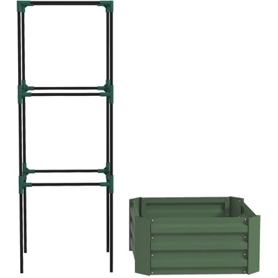 Outsunny Bac de Culture avec Treillis, Bac de Culture avec Fond Ouvert, Résistant aux Intempéries, 61 cm x 61 cm x 140 cm, Vert - Publicité Outsunny Bac de Culture avec Treillis, Bac de Culture avec Fond Ouvert, Résistant aux Intempéries, 61 cm x 61 cm x 140 cm, Vert - Publicité