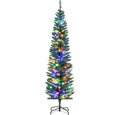 HOMCOM Sapin de Noël artificiel lumineux en forme de crayon 180 cm 150 lumières multicolores 390 branches base en acier vert - Publicité HOMCOM Sapin de Noël artificiel lumineux en forme de crayon 180 cm 150 lumières multicolores 390 branches base en acier vert - Publicité