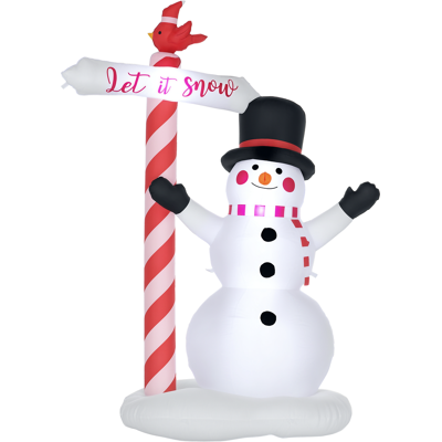 HOMCOM Bonhomme de neige gonflable avec pancarte 3 LED polyester imperméable hauteur 213 cm blanc Aosom France - Publicité HOMCOM Bonhomme de neige gonflable avec pancarte 3 LED polyester imperméable hauteur 213 cm blanc Aosom France - Publicité