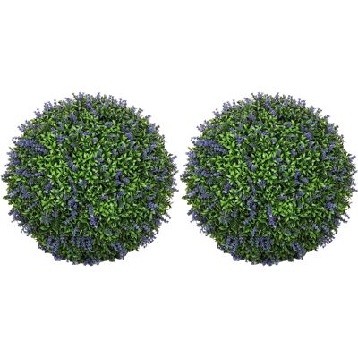 HOMCOM Lot de 2 boules topiaires artificielles, fausses plantes décoratives résistantes aux UV, Ø 42 cm, violet et vert - Publicité HOMCOM Lot de 2 boules topiaires artificielles, fausses plantes décoratives résistantes aux UV, Ø 42 cm, violet et vert - Publicité