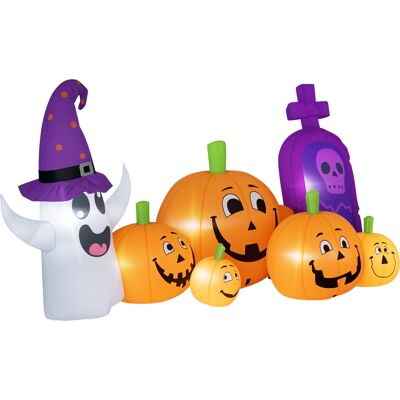 Outsunny Citrouille Gonflable d'Halloween avec Fantôme Pierre Tombale avec Lumières LED IP44 et Gonfleur pour Fêtes 240x130x130 cm Multicolore - Publicité Outsunny Citrouille Gonflable d'Halloween avec Fantôme Pierre Tombale avec Lumières LED IP44 et Gonfleur pour Fêtes 240x130x130 cm Multicolore - Publicité