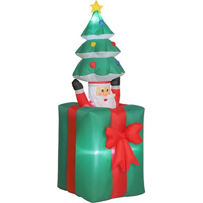 Outsunny Décoration de Noël gonflable LED Rouge et Vert – Père Noël dans boîte cadeau - Publicité Outsunny Décoration de Noël gonflable LED Rouge et Vert – Père Noël dans boîte cadeau - Publicité
