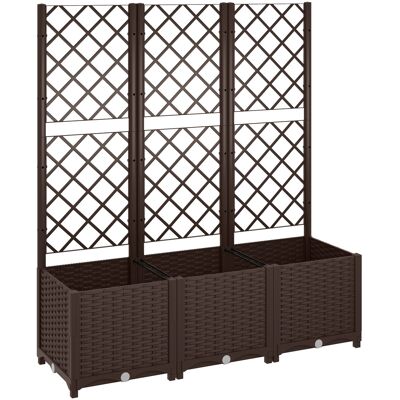 Outsunny Jardinière avec treillis lit surélevé de jardin jardinière extérieure avec 8 trous de drainage 120 x 40 x 135 cm marron - Publicité Outsunny Jardinière avec treillis lit surélevé de jardin jardinière extérieure avec 8 trous de drainage 120 x 40 x 135 cm marron - Publicité