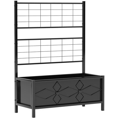 Outsunny Jardinière surélevée pour le jardin avec treillis, acier galvanisée avec motif en losange, 90 x 40 x 120 cm, noir - Publicité Outsunny Jardinière surélevée pour le jardin avec treillis, acier galvanisée avec motif en losange, 90 x 40 x 120 cm, noir - Publicité