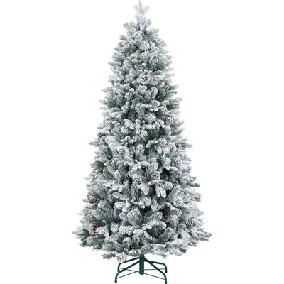 HOMCOM Sapin de Noël artificiel 180 cm Arbre de Noël avec support en métal 1489 branches enneigées, pommes de pin, vert - Publicité HOMCOM Sapin de Noël artificiel 180 cm Arbre de Noël avec support en métal 1489 branches enneigées, pommes de pin, vert - Publicité