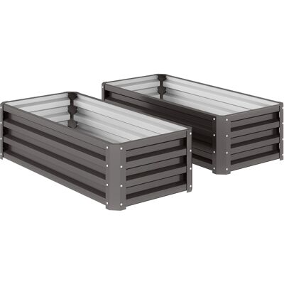 Outsunny Lot de 2 grandes jardinières extérieures en acier galvanisé Potagers urbains pour terrasse jardin 110x50x30 cm gris - Publicité Outsunny Lot de 2 grandes jardinières extérieures en acier galvanisé Potagers urbains pour terrasse jardin 110x50x30 cm gris - Publicité