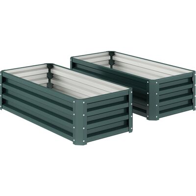 Outsunny Lot de 2 grandes jardinières d'extérieur en acier galvanisé Potagers urbains pour Terrasse Jardin 110x50x30 cm Vert - Publicité Outsunny Lot de 2 grandes jardinières d'extérieur en acier galvanisé Potagers urbains pour Terrasse Jardin 110x50x30 cm Vert - Publicité
