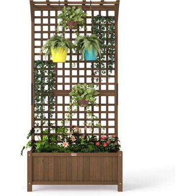 Outsunny Jardinière de jardin avec treillis pour plantes grimpantes en bois d'épicéa, 90x45x183 cm, Marron - Publicité Outsunny Jardinière de jardin avec treillis pour plantes grimpantes en bois d'épicéa, 90x45x183 cm, Marron - Publicité