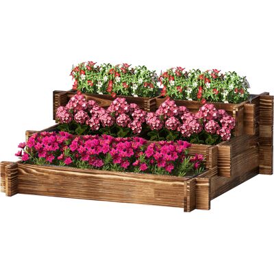 Outsunny Bac de jardin 3 niveaux avec design en escalier et toile non tissée pour cultures et fleurs 93x93x35 cm Carbonisé - Publicité Outsunny Bac de jardin 3 niveaux avec design en escalier et toile non tissée pour cultures et fleurs 93x93x35 cm Carbonisé - Publicité