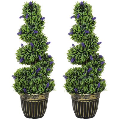 HOMCOM Set 2 Plantes Artificielles en spirale en PE de 90 cm avec pot inclus, Vert et Bleu - Publicité HOMCOM Set 2 Plantes Artificielles en spirale en PE de 90 cm avec pot inclus, Vert et Bleu - Publicité