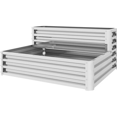 Outsunny Jardinière Extérieure en Acier Galvanisé avec Design en Escalier et Fond Ouvert pour Cultures Plantes 120x101x58 cm Argent - Publicité Outsunny Jardinière Extérieure en Acier Galvanisé avec Design en Escalier et Fond Ouvert pour Cultures Plantes 120x101x58 cm Argent - Publicité