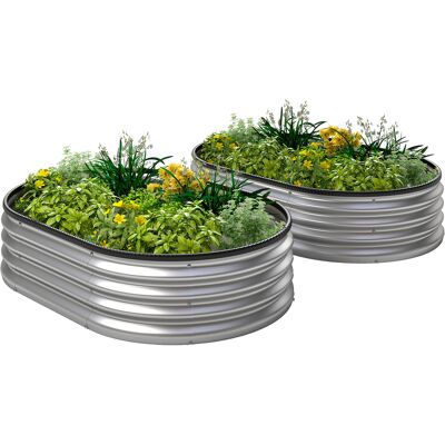 Outsunny Bac surélevé métal Lot de 2 135 x 90 x 30 cm Bacs ovales avec bande en caoutchouc - Publicité Outsunny Bac surélevé métal Lot de 2 135 x 90 x 30 cm Bacs ovales avec bande en caoutchouc - Publicité