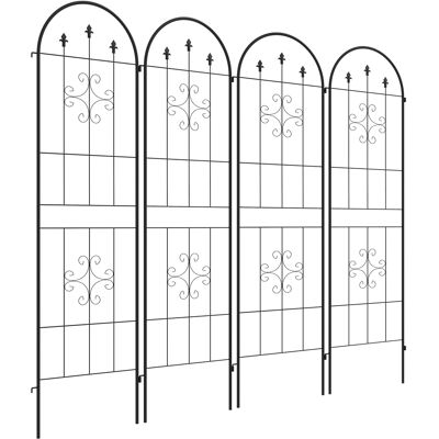 Outsunny Lot de 4 treillis de jardin support pour plantes grimpantes en acier 50 x 180 cm noir - Publicité Outsunny Lot de 4 treillis de jardin support pour plantes grimpantes en acier 50 x 180 cm noir - Publicité