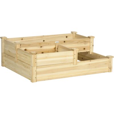 Outsunny Carré potager en bois jardinière extérieure en escalier 3 niveaux design sans fond 108 x 88 x 36 cm bois naturel - Publicité Outsunny Carré potager en bois jardinière extérieure en escalier 3 niveaux design sans fond 108 x 88 x 36 cm bois naturel - Publicité
