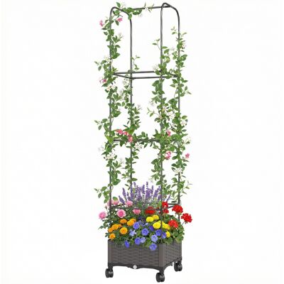 Outsunny Jardinière surélevée avec treillis bac mobile à roulettes trou de drainage, bac de plantation 40 x 40 x 185 cm - Publicité Outsunny Jardinière surélevée avec treillis bac mobile à roulettes trou de drainage, bac de plantation 40 x 40 x 185 cm - Publicité